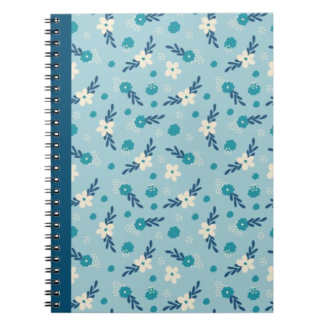 Carnet floral bleu et Turquoise (Devant)