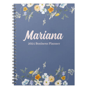 Carnet floral blue nova 2024 planificateur d'affaires per