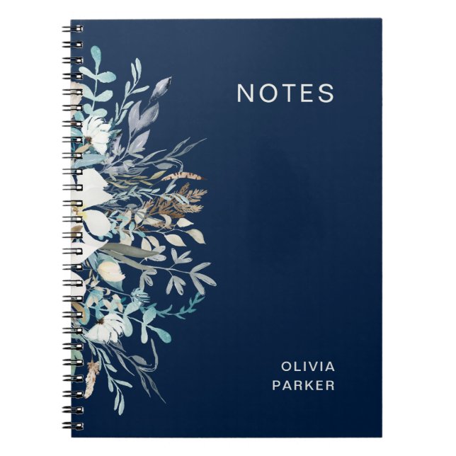 Carnet Floral botanique bleu nuit (Devant)