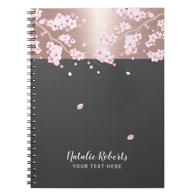 Carnet floral de fleurs de cerisier rose (Devant)