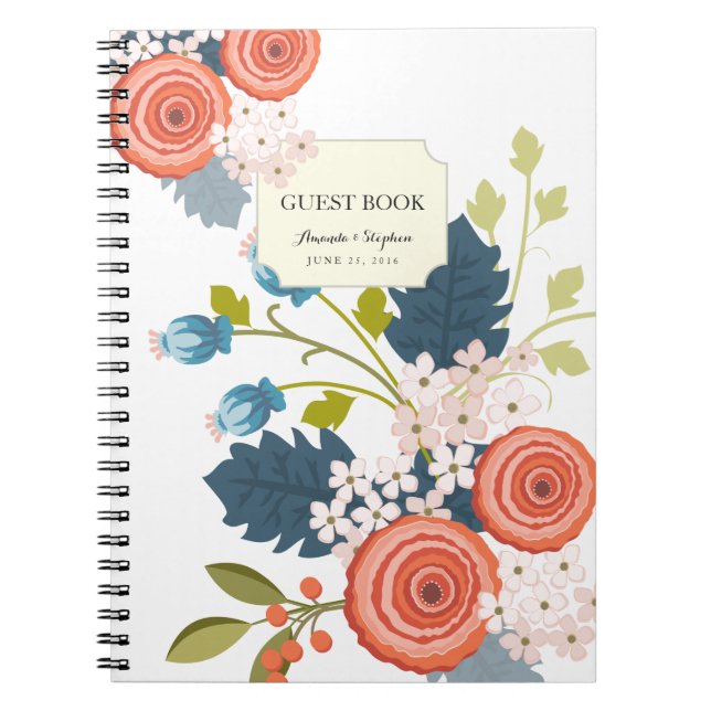 Carnet floral de livre d'invité de mariage de (Devant)