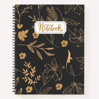 Carnet Floral d'or noir
