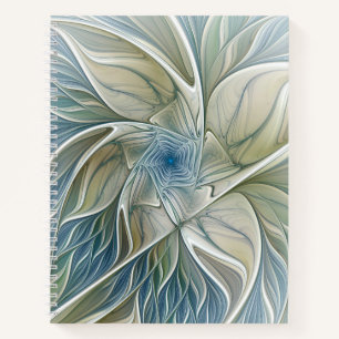 Carnet Floral Dream Motif Abstrait Blue Khaki Fractal