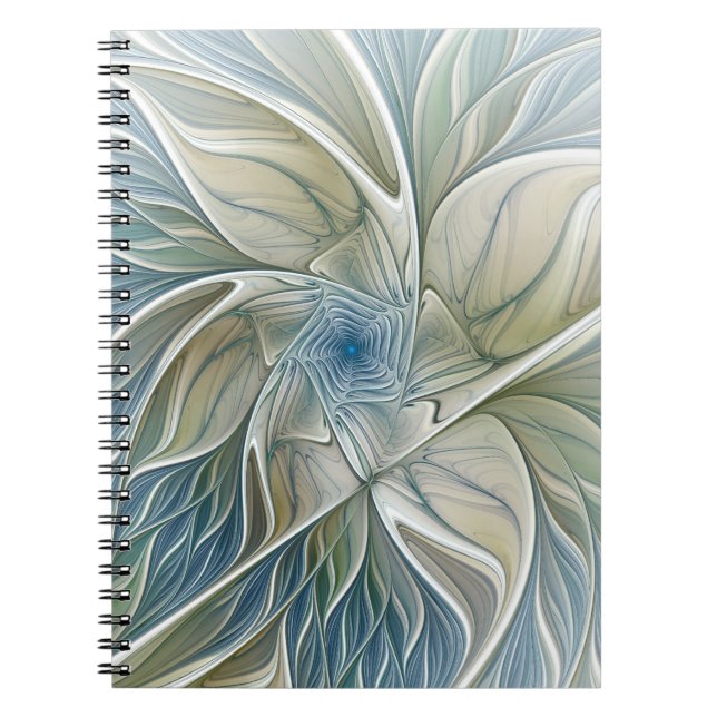 Carnet Floral Dream Motif Abstrait Blue Khaki Fractal (Devant)
