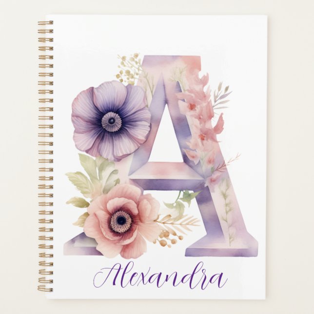 Carnet floral élégant personnalisé (Devant)