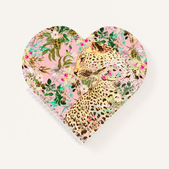 Carnet Floral empreinte de léopard tropical hawaïen (Devant)