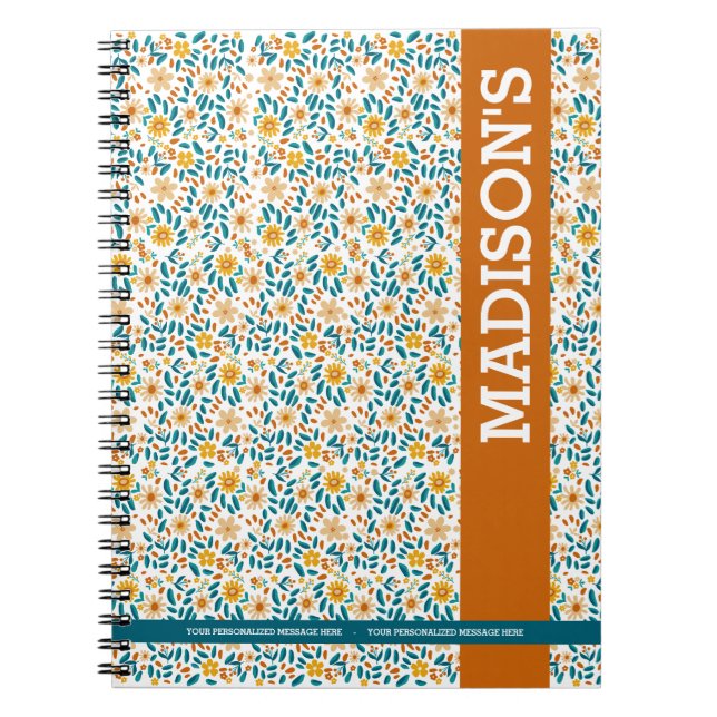 Carnet Floral et nom personnalisés (Devant)