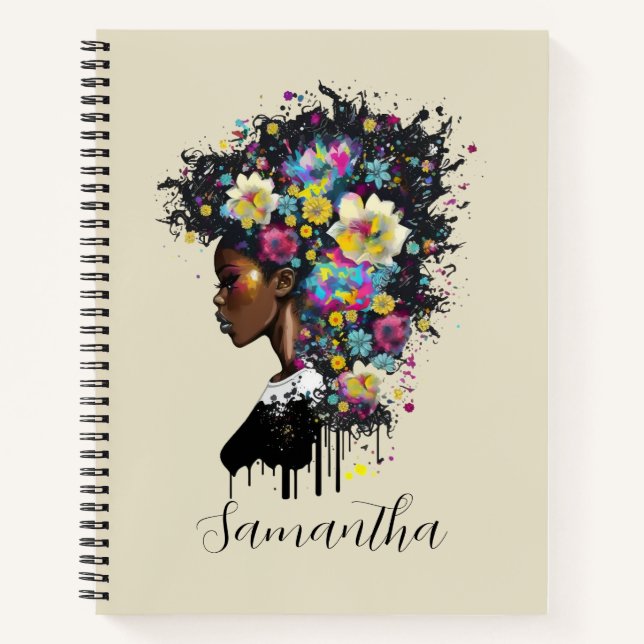Carnet Floral étincelante Africaine Américaine (Devant)
