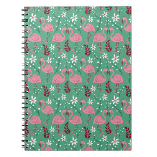 Carnet Floral flamingo sans couture motif rose vert