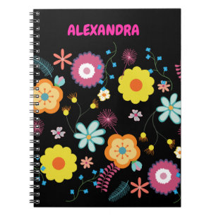 Carnet Floral Flower Power Coloré rose