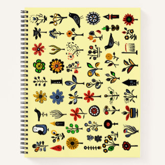 Carnet Floral folk coloré et oiseaux