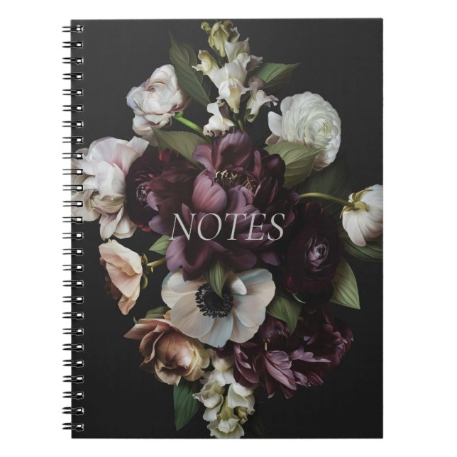 Carnet floral foncé dédié (Devant)