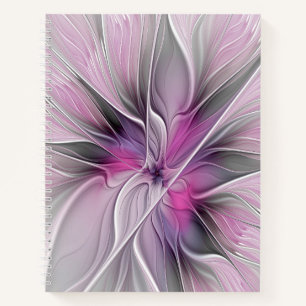 Carnet Floral Fractal moderne Fleur Abstraite rose gris