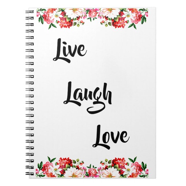 Carnet Floral "Live, Laugh, Love" Élégant (Devant)