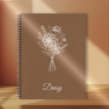 Carnet Floral Minimaliste – Nom Personnalisé 