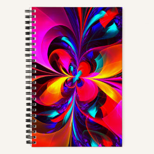 Carnet Floral moderne Art Abstrait Rouge Bleu Motif #07