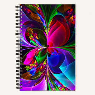 Carnet Floral moderne Art Abstrait Rouge Bleu Motif #12
