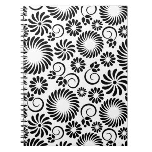 carnet floral noir et blanc