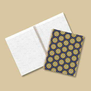 Carnet Floral or et bleu et Motif Teardrop