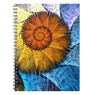 Carnet Floral Orange Bleu Jaune Art Abstrait
