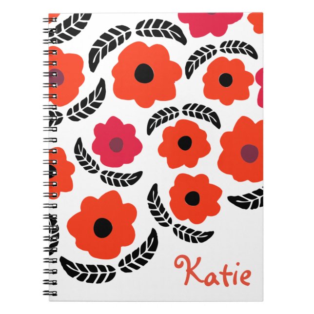 Carnet Floral orange et rouge (Devant)