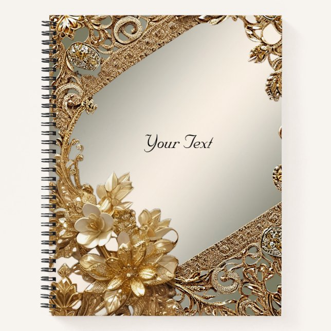 Carnet floral orné d'or moderne (Devant)