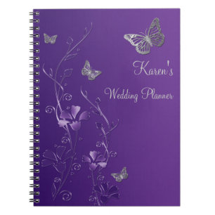 Carnet floral personnalisé de papillon gris