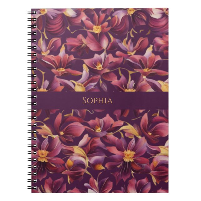 Carnet Floral pourpre- (Devant)