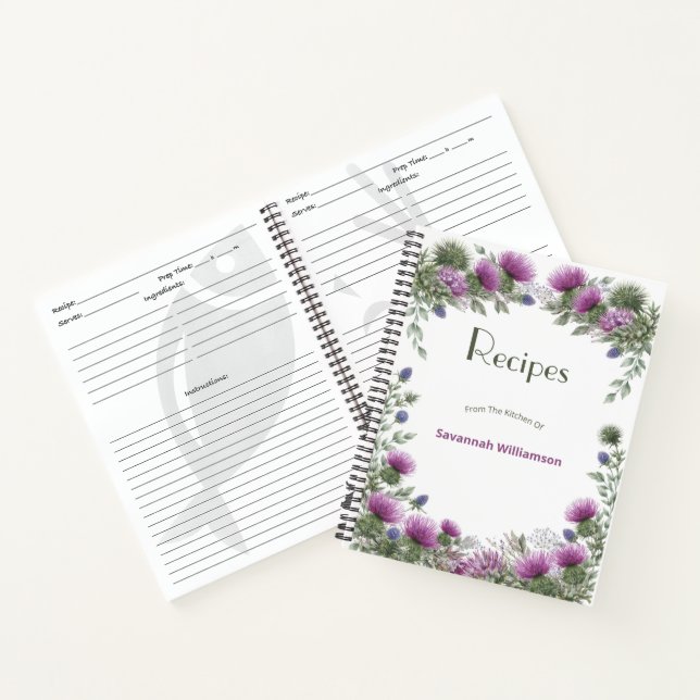 Carnet Floral Purple Thistle Elegant Frame Recipe  (Intérieur)