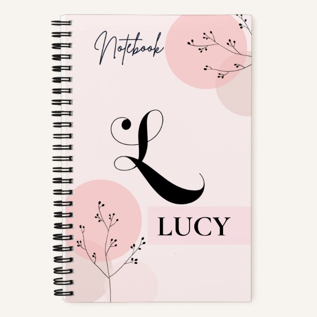 Carnet floral rose avec L initial (Recto)