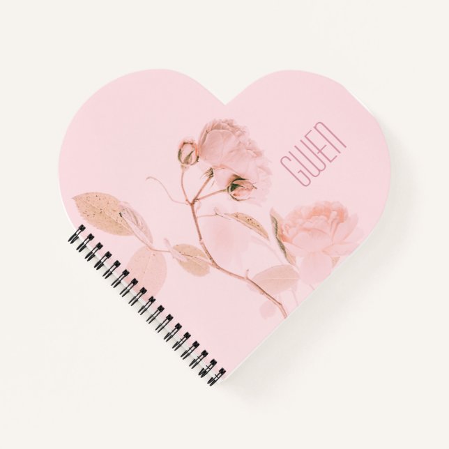 Carnet Floral rose doux Personnalisé (Devant)