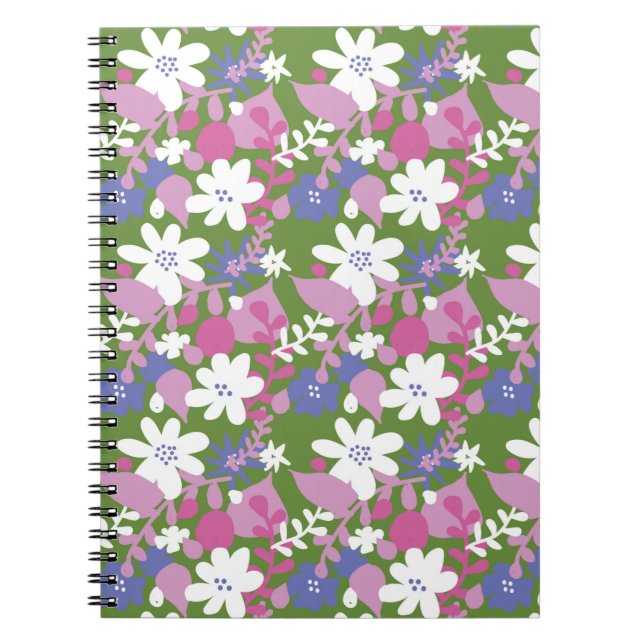 Carnet floral rose et blanc (Devant)