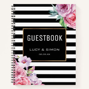 Carnet Floral rose et rayures