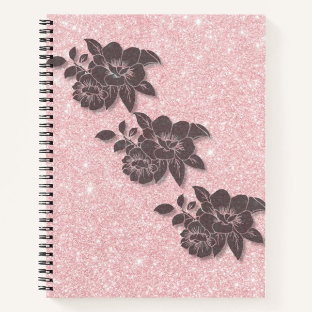 Carnet Floral Rose - Lien Spiral (Devant)