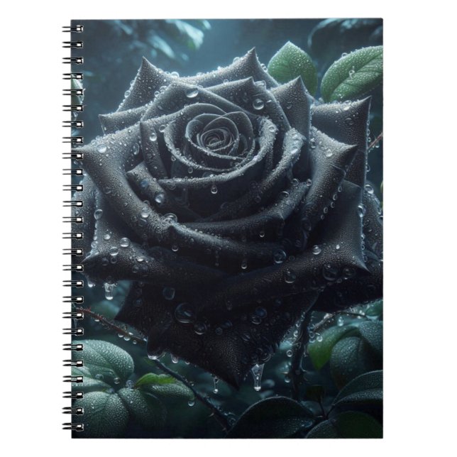 Carnet Floral Rose noir (Devant)