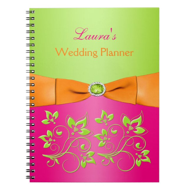 Carnet floral rose orange rose personnalisé (Devant)