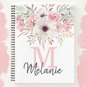 Carnet floral rose rose de fille