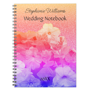 Carnet Floral rose violet brillant Nom personnalisé Maria
