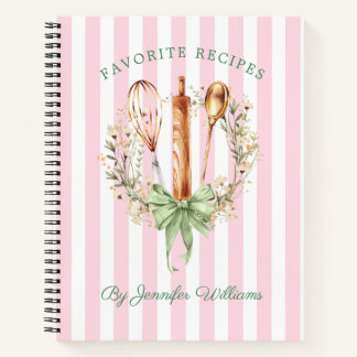 Carnet Floral Utensils Cooking Bakery Recipe Notebook