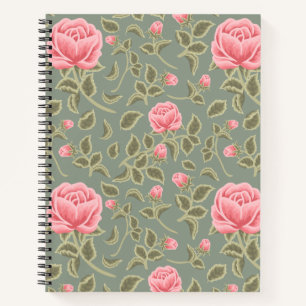 Carnet Floral vert et rose