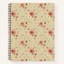 Carnet floral vintage pour études et journalisme