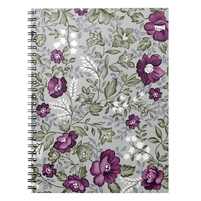 Carnet Floral violet profond (Devant)