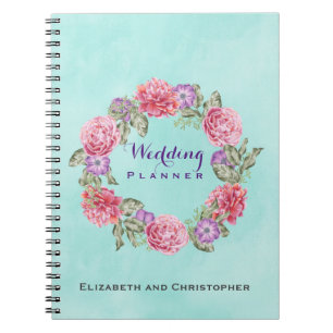 Carnet Floral Watercolor Wreath Wedding Planner