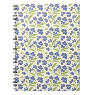 Carnet Flore Bio Bleu Vert Sur Crème 0111A