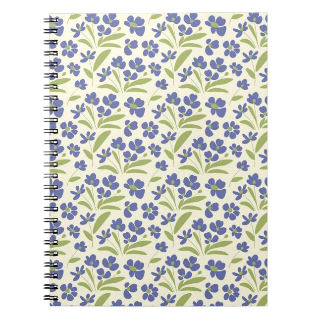 Carnet Flore Bio Bleu Vert Sur Crème 0111A (Devant)