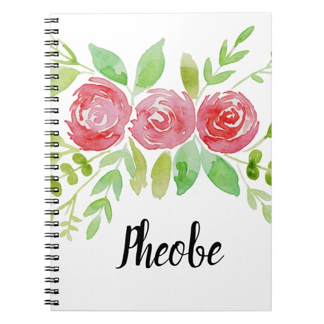 Carnet Flore d'aquarelle personnalisée (Devant)