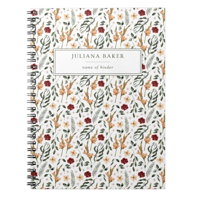 Carnet Flore délicate personnalisée (Devant)