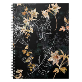 Carnet Flore foncée : Aquarelle Peinture sans joint.