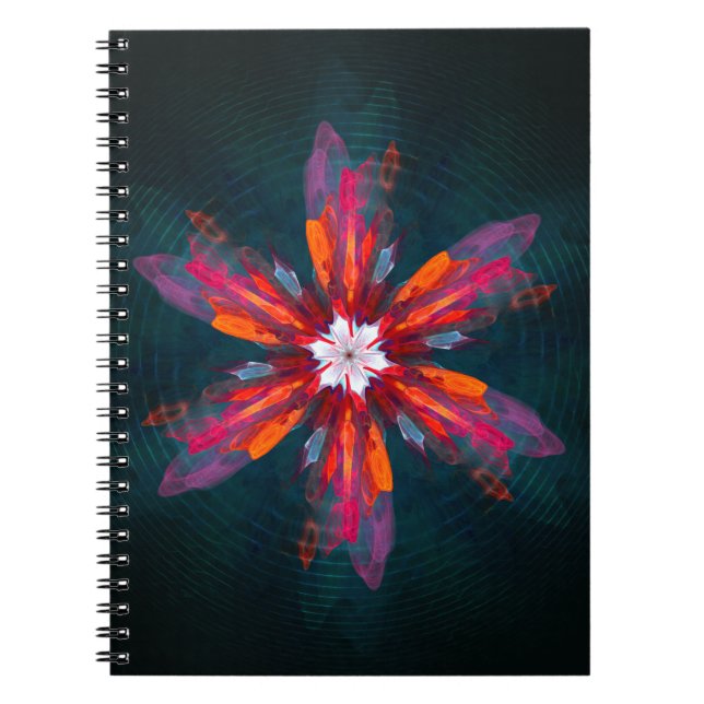 Carnet Flore Mandala Flowers Orange Red Blue Abstract (Devant)