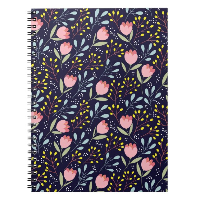 Carnet Flore mignonne : Fleurs colorées Motif. (Devant)